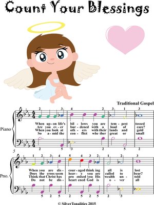 cover image of Count Your Blessings Easy Piano Sheet Music with Colored Notes